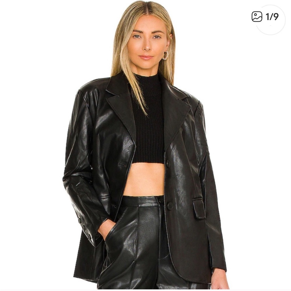 sndy black leather blazer size 4/small